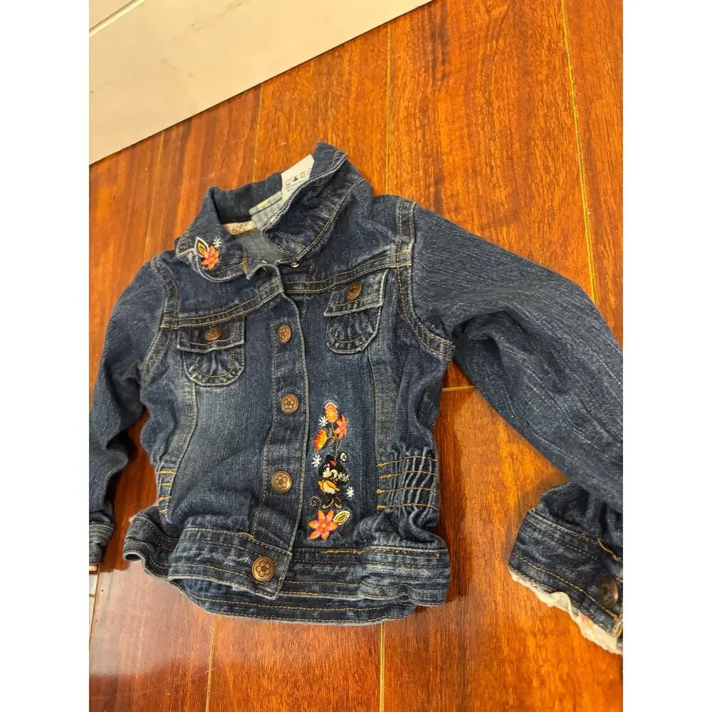 Vintage Disney Mickey Original Infant Denim Jacket Embroidered Minnie 24 M Snap